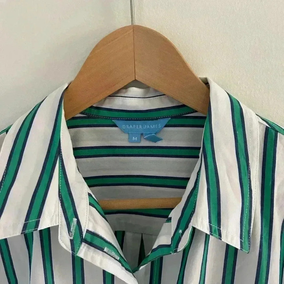 DRAPER JAMES CARLY button down shirt mini sundress with belt in bold stripe SZ M - Picture 5 of 8